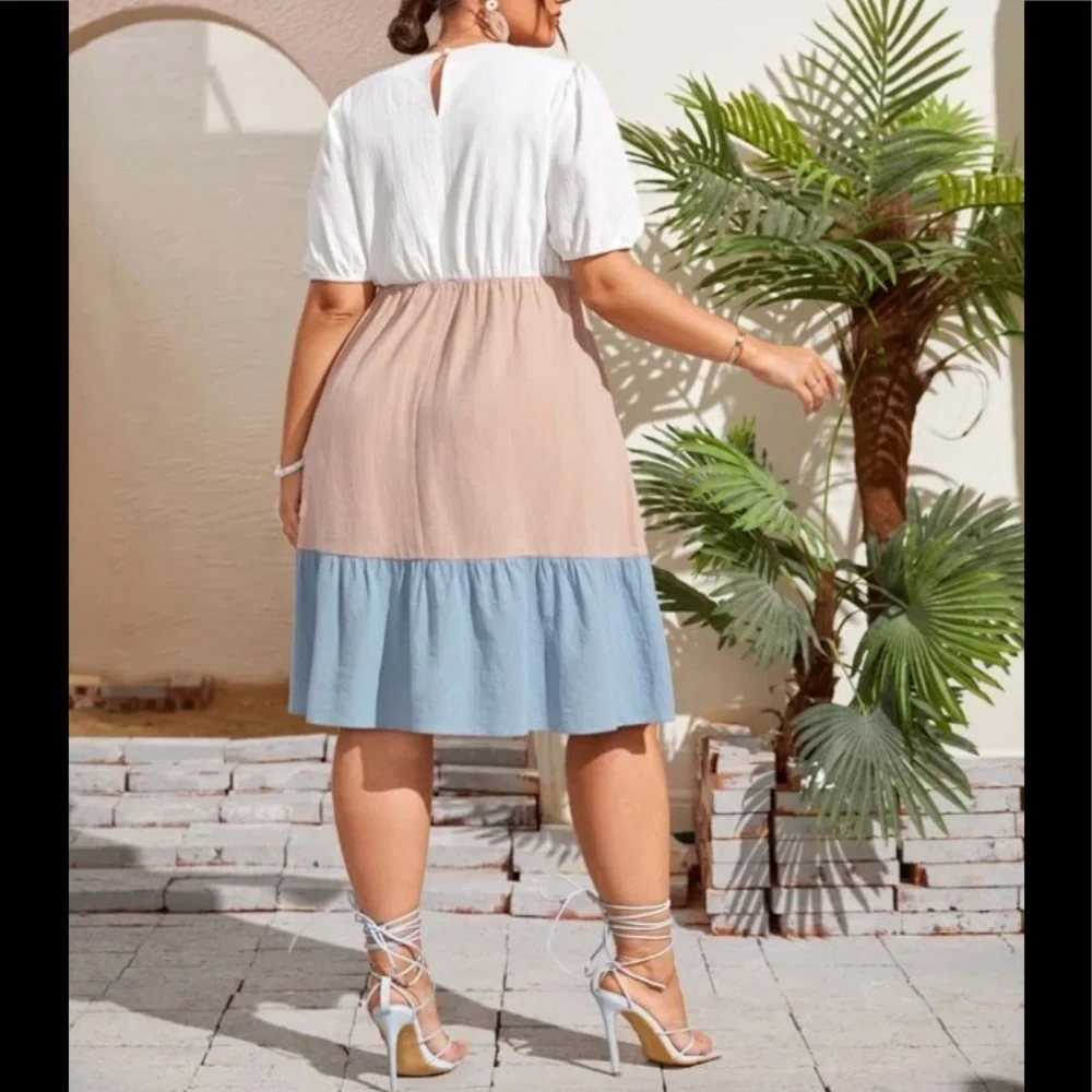 Plus Colorblock Ruffle Dress - Picture 2 of 2